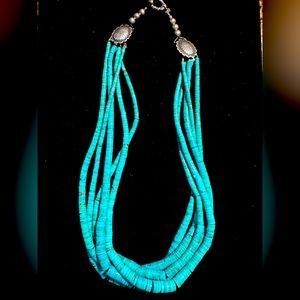 Authentic turquoise multi strand necklace.